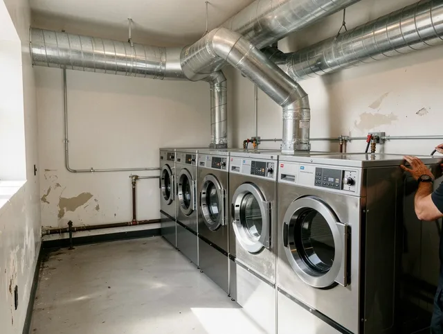 West Haven Dryer Vent Cleaning team performing large-scale commercial dryer vent cleaning in West Haven