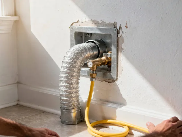 West Haven Dryer Vent Cleaning certified technician performing specialized gas dryer vent cleaning in West Haven